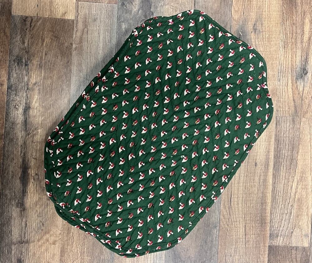 Vtg Cranston Print Works Christmas Ducks Geese Quilted Placemats Green Lot Of 6